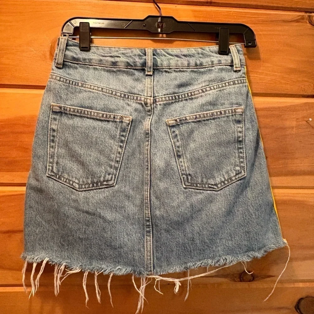 Topshop Blue and Yellow A-Line Mini Skirt